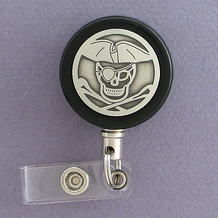 Pirate Retractable ID Badge Holder - Steel Wire Cord