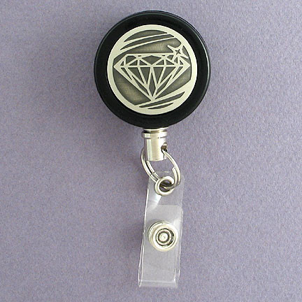 Diamond Design Retractable ID Badge Reel - Steel Cord