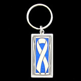 Teal & White Awareness Ribbon Keychain - Luxury Rhinestone Charm, Medium Size 1.14" X 0.59" - View #4