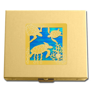 Gold Sea Turtle Pill Box