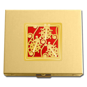 Gold & Red Ladybug Travel Pill Box