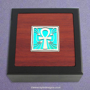Ankh Small Decorative Glass Inlay Wooden Box