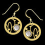 Gold Abstract Earrings with Pearl Beads