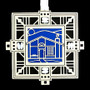 Blue & White Ornament with House Design