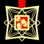 Red Fitness Ornament - Gold with Black Beads