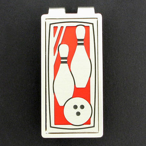 Bowling Money Clip - Red & Silver