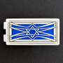 Blue Jewish Star Money Clip, Silver
