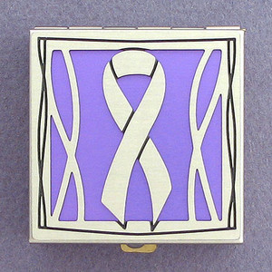 Purple Awareness Ribbon Pill Box