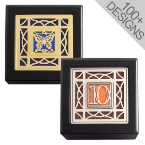 Tiny Black Memory Boxes with Artistic Designs - Glass & Metal Inlays