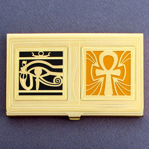 Egyptian Eye and Ankh Business Card Holder Case