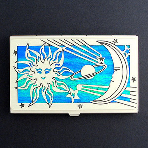Sun, Moon, Stars Decorative Business Card Holder Case