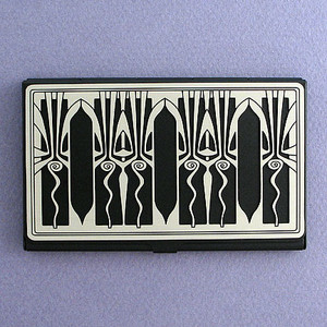 Retro Art Deco Business Card Holder Case in Black