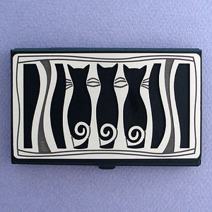 Cat Silhouettes Black Business Card Case