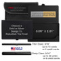 Black business card holder protects 10 or 20 cards.