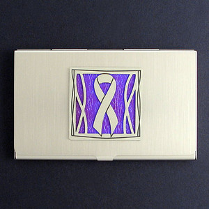 Purple Ribbon Business Card Holders