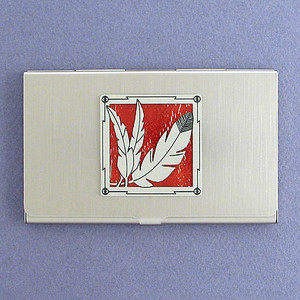Indian Feather Business Card Holders