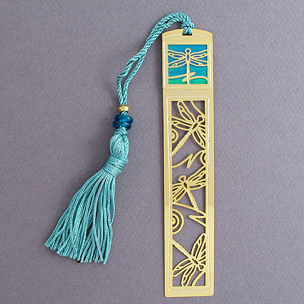 Dragonfly Long Bookmark with Tassel