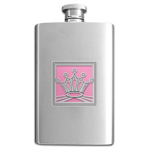 Pink Princess Crown Flask in 4 Ounce Stainless Steel