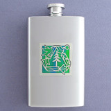 Recycling Symbol Hip Flask 4 Oz Stainless Steel