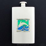 Dolphin Hip Flask 4 Oz Stainless Steel