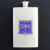 Dragonfly Dragon Fly Blue Quality Engraved 8oz Stainless Flask Liquor FEN-0015 