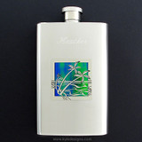 Palm Trees Hip Flask 4 Oz Stainless Steel