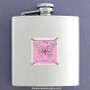 Pink Butterfly Stainless Steel Liquor Flask 6 Oz. Polished