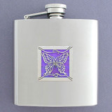 Purple Butterfly Flask 6 Ounce