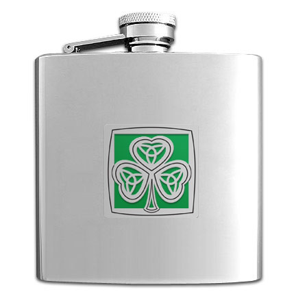 Gift Box and Funnel Included Laser Engraved 6oz Stainless Steel Hip Flask With Irish Shamrock Design