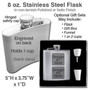 Personalized 8 Ounce Home Repair Flask Dimensions