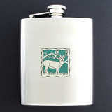 Personalized Hunting Flask with Buck 8 Oz.