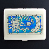 Sun and Moon Large Cigarette Case or Credit Card Wallet