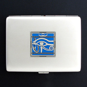Egyptian Eye Cigarette Case or Metal Wallet