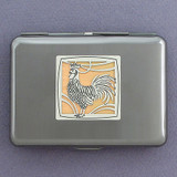 Rooster Metal Wallet or Cigarette Case