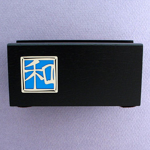 Chinese Harmony Character Office Desk Wood Business Card Holder