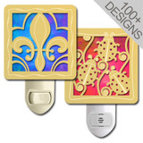 Personalized Stain Glass Night Lights in 100s of Polished Gold Designs