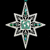 Green World Christmas Ornament in Silver with Emerald Green