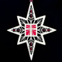 Christian Cross Religious Ornaments in polished silver with garnet