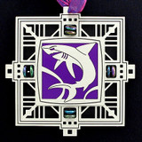Shark's Jaws Holiday Ornament in silver with violet