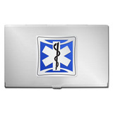 Emergency Medical Technician Business Card Case - Silver & Blue
