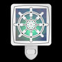 Stained Glass Ship Wheel Night Light - Silver