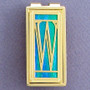 W Monogram Money Clip - Gold, Aqua Iridescent