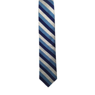 Multiblue and Silver Stripe Shantung Tie