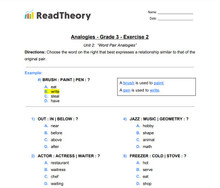 Analogies - Word Pair Analogies - Grade 3 - Exercise 2