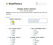Analogies - Word Pair Analogies - Grade 3 - Exercise 3