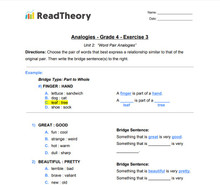 Analogies - Word Pair Analogies - Grade 4 - Exercise 3