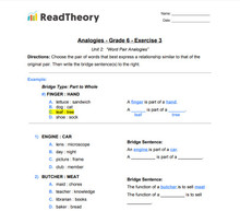 Analogies - Word Pair Analogies - Grade 6 - Exercise 3