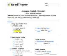 Analogies - Word Pair Analogies - Grade 8 - Exercise 1