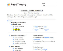 Analogies - Word Pair Analogies - Grade 8 - Exercise 2