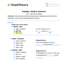 Analogies - Word Pair Analogies - Grade 8 - Exercise 3